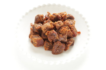 Chinese snack food, dried spicy beef cube for Taiwanese food