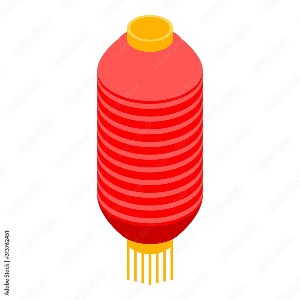 Poster cylindrical paper lantern icon. isometric of cylindrical paper lantern vector icon for web design is