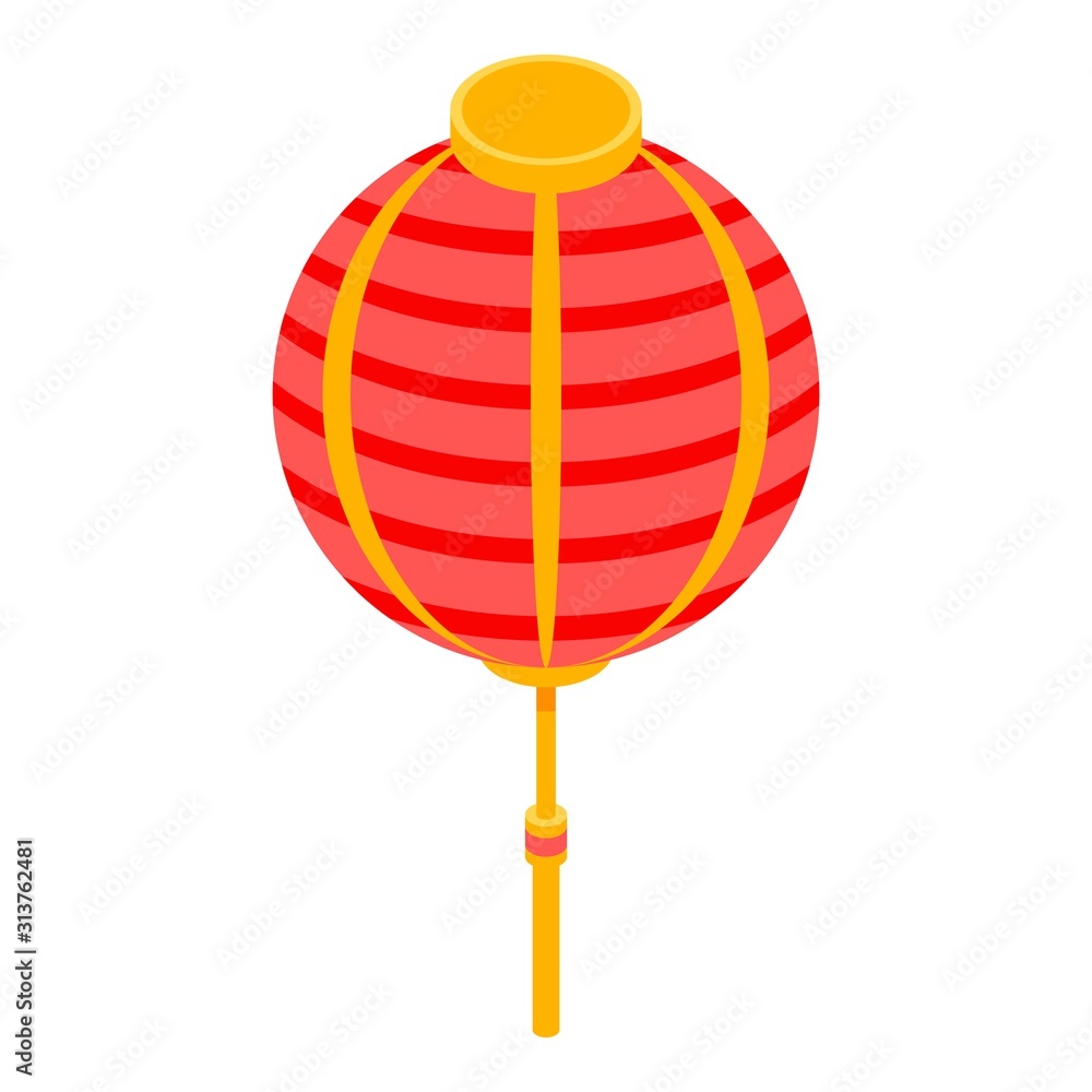 Poster spherical paper lantern icon. isometric of spherical paper lantern vector icon for web design isolat