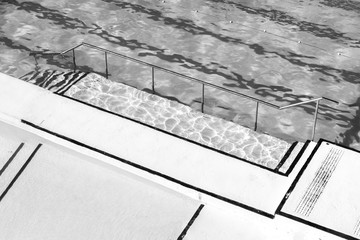 Black and white photo of a swimming pool, Sydney Australia