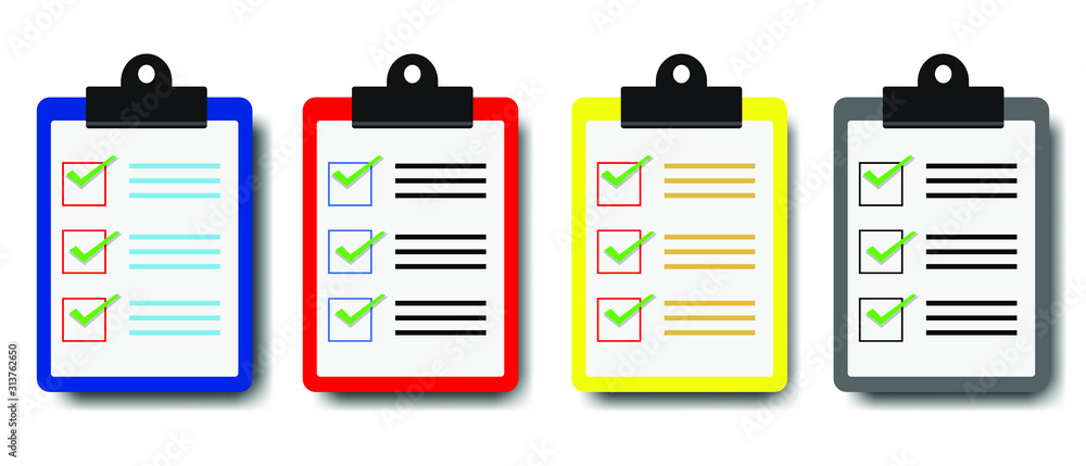 Poster set of flat design of clipboard and checklist document vector