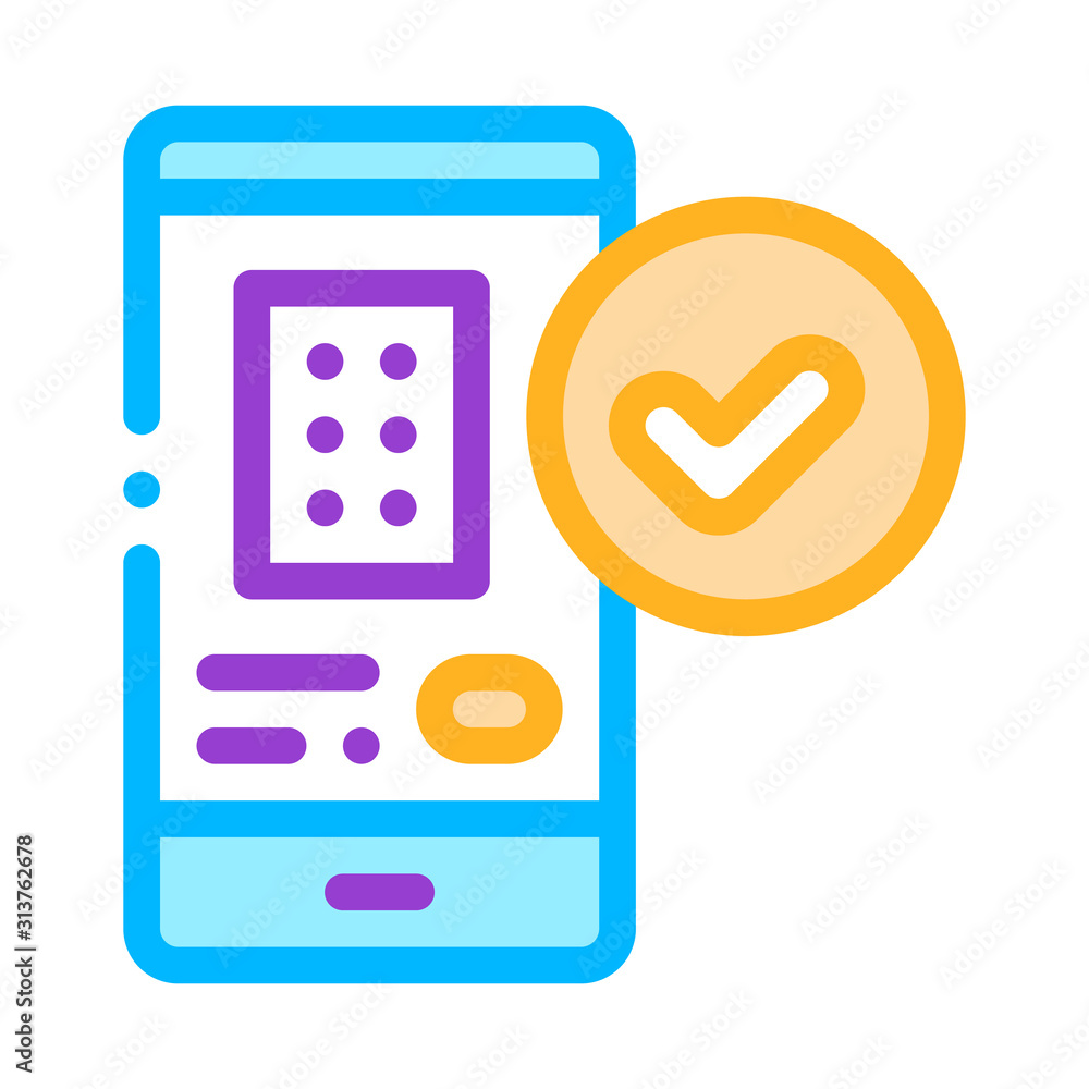 Aufkleber smartphone application vector thin line sign icon. mobile application app on phone display for hotel