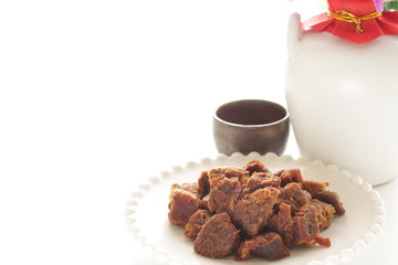 Chinese snack food, dried spicy beef cube for Taiwanese food