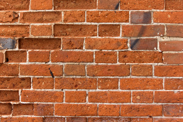old brickwork, brick wall partially destroyed from old age