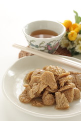 Chinese food, deep fried tofu simmered for vegetarian food 