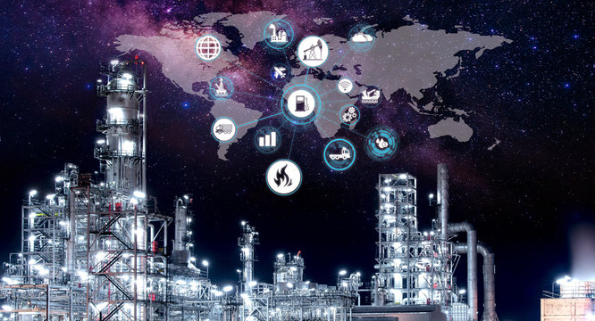 Oil And Gas Refinery Plant As Icon Concept Petrochemical Industry.