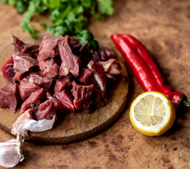Beef meat for goulash.