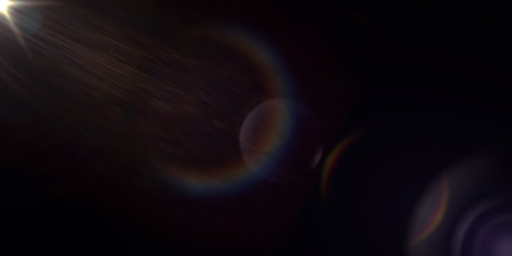 Overlay, flare light transition, effects sunlight, lens flare, light leaks. High-quality stock image of warm sun rays light effects, overlays or golden flare isolated on black background for design