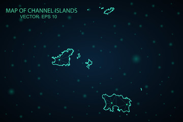 High detailed blue vector map – Channel Islands map