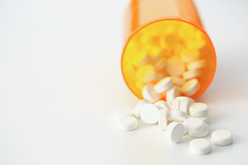 Tablets scattered on the table of the
