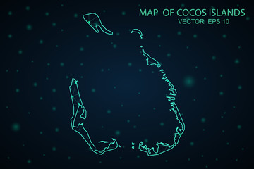 Map of Cocos Keeling Islands, High detailed blue vector map – Cocos Island map.