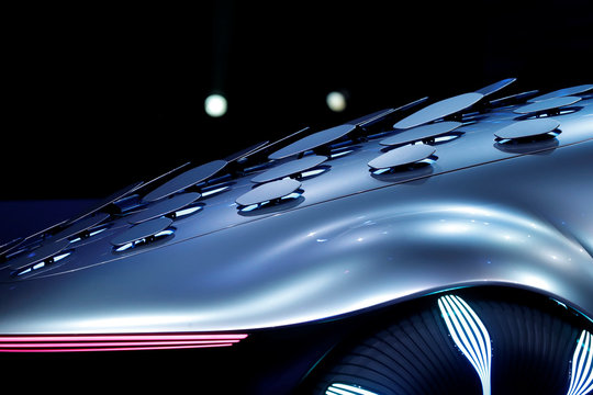 A view of the Mercedes-Benz Vision AVTR concept car, inspired by the Avatar movies, at a Daimler keynote address during the 2020 CES in Las Vegas