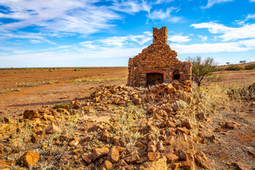 Rural Australia old stone farmhouse in ruins