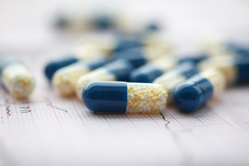 The capsule pill in a blister pack lies