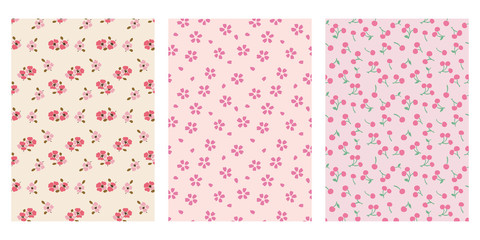 Japanese Cute Pink Flower, Cherry Blossom, Cherry Abstract Vector Background Collection