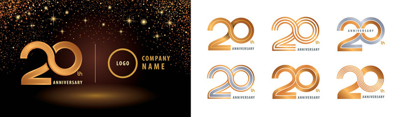 Set of 20th Anniversary logotype design, Twenty years anniversary celebration - obrazy, fototapety, plakaty