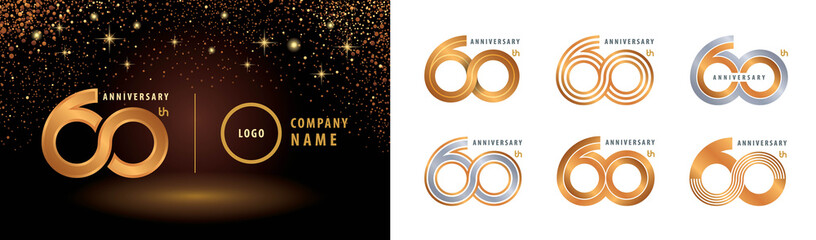 Set of 60th Anniversary logotype design - obrazy, fototapety, plakaty