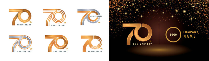 Set of 70th Anniversary logotype design - obrazy, fototapety, plakaty