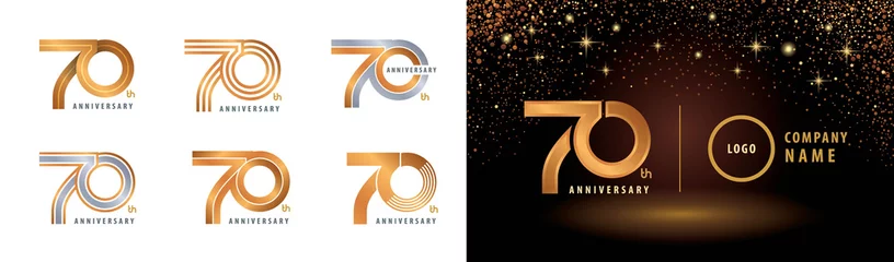 Deurstickers Set of 70th Anniversary logotype design © Komate
