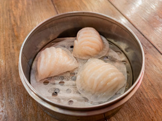 Close up shot of shrimp dumpling