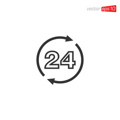 24 Hours Sign Icon Design Vector