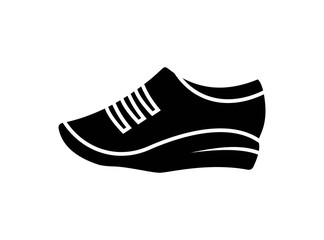 Icon of Shoes with Modern Concept. Design in Black Style Isolated on White Background. Suitable for Shoes Store Sign and More. Vector Illustration.