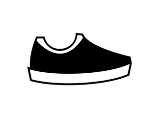 Icon of Shoes with Modern Concept. Design in Black Style Isolated on White Background. Suitable for Shoes Store Sign and More. Vector Illustration.