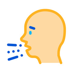 Character Man Sneezing Coughing Vector Sign Icon Thin Line. Male Head Bacterium Sneezing Linear Pictogram. Microbe Type Infection Biology Microorganism Contour Illustration