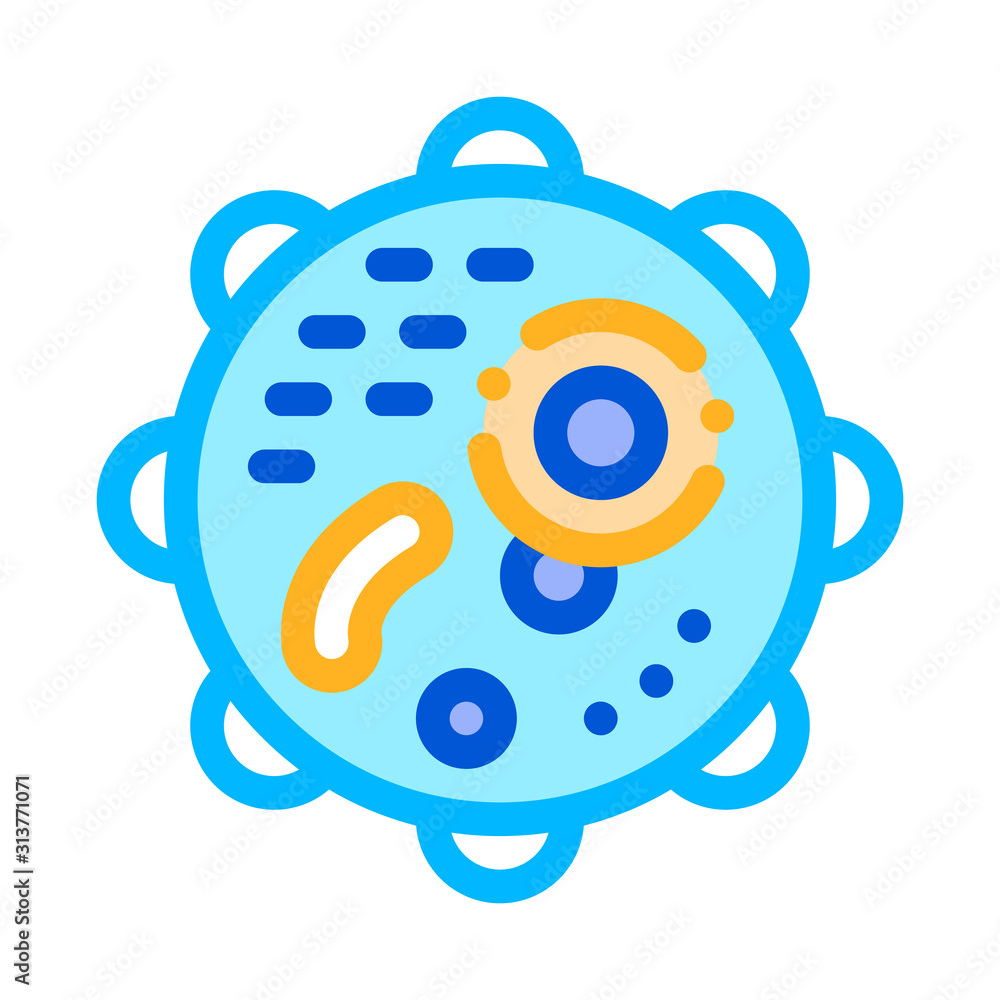 Poster microscopic round bacterium vector thin line icon sign. danger pathogen allergen bacterium linear pi