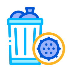 Infection Bacteria Germs In Trash Vector Sign Icon Thin Line. Unhealthy Micro Organism From Trash Rubbish Linear Pictogram. Microbe Type Virus Biology Microorganism Contour Illustration