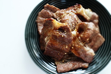 Japanese food,  ground ginger and soy sauce pork