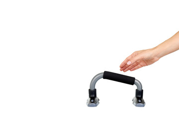 Plastic stands for push ups, sport equipment.