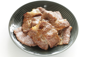 Japanese food,  ground ginger and soy sauce pork