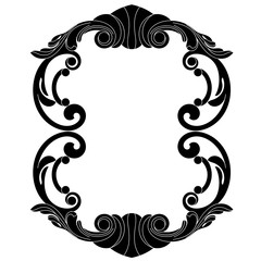 Vintage border frame engraving with retro ornament pattern in antique baroque style decorative design. Vector.	