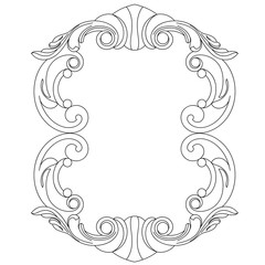 Vintage border frame engraving with retro ornament pattern in antique baroque style decorative design. Vector.	