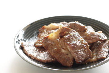 Japanese food,  ground ginger and soy sauce pork