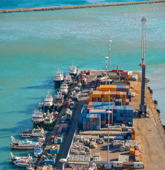 Quayside trading port in commercial port