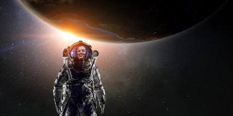 Exploring outer space. Mixed media
