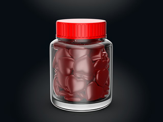 Hearts into glass jar