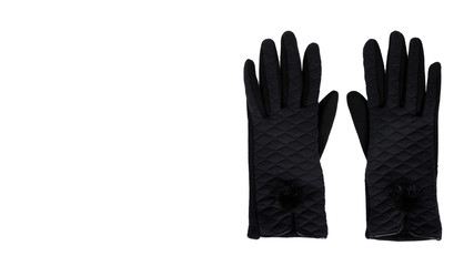 Dark fleece gloves. Winter female accessory. Isolated