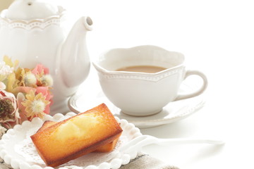 Homemade rectangle cake on dish for gourmet dessert