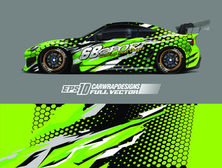 Drift car graphic livery design vector. Graphic abstract stripe racing background designs for wrap cargo van, race car, pickup truck, adventure vehicle. Eps 10 © zoulgraphic