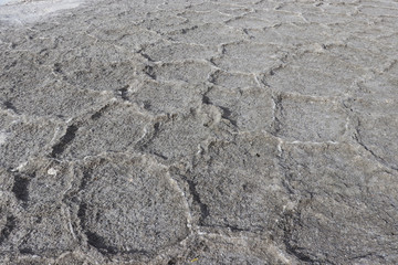 Salty shore in Emerald Salt Lake, Qinghai Province China. Abstract nature background
