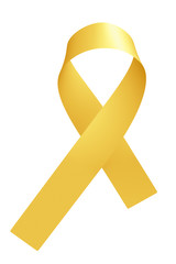 Yellow ribbon International Childhood Cancer Awareness Day symbol isolated on white background