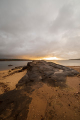 Spectacular sunrise at the rope reservoir of the Soria well