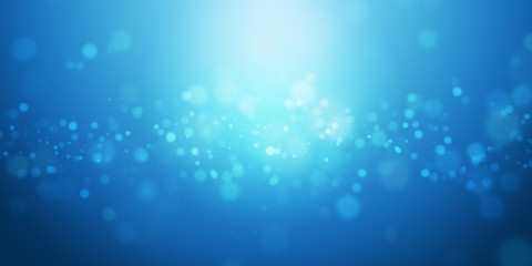 Abstract background blue bokeh beautiful bright light glitter sparkles. Soft color backdrop. Template for advertising design, cosmetic, banner, poster. Display product or montage. 3D rendering