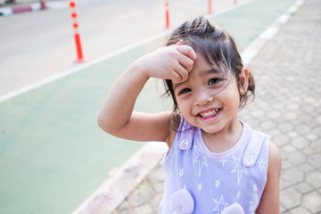 Little Child Girl Running at The Public Park