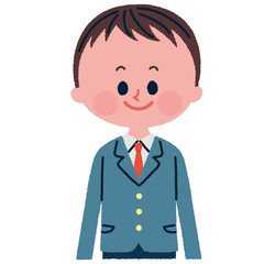 笑っている男子学生のイラスト