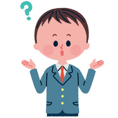 はてなマークを浮かべる男子学生のイラスト