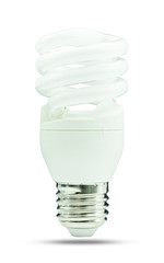 Close-up of White light bulb isolated on white background with clipping path.